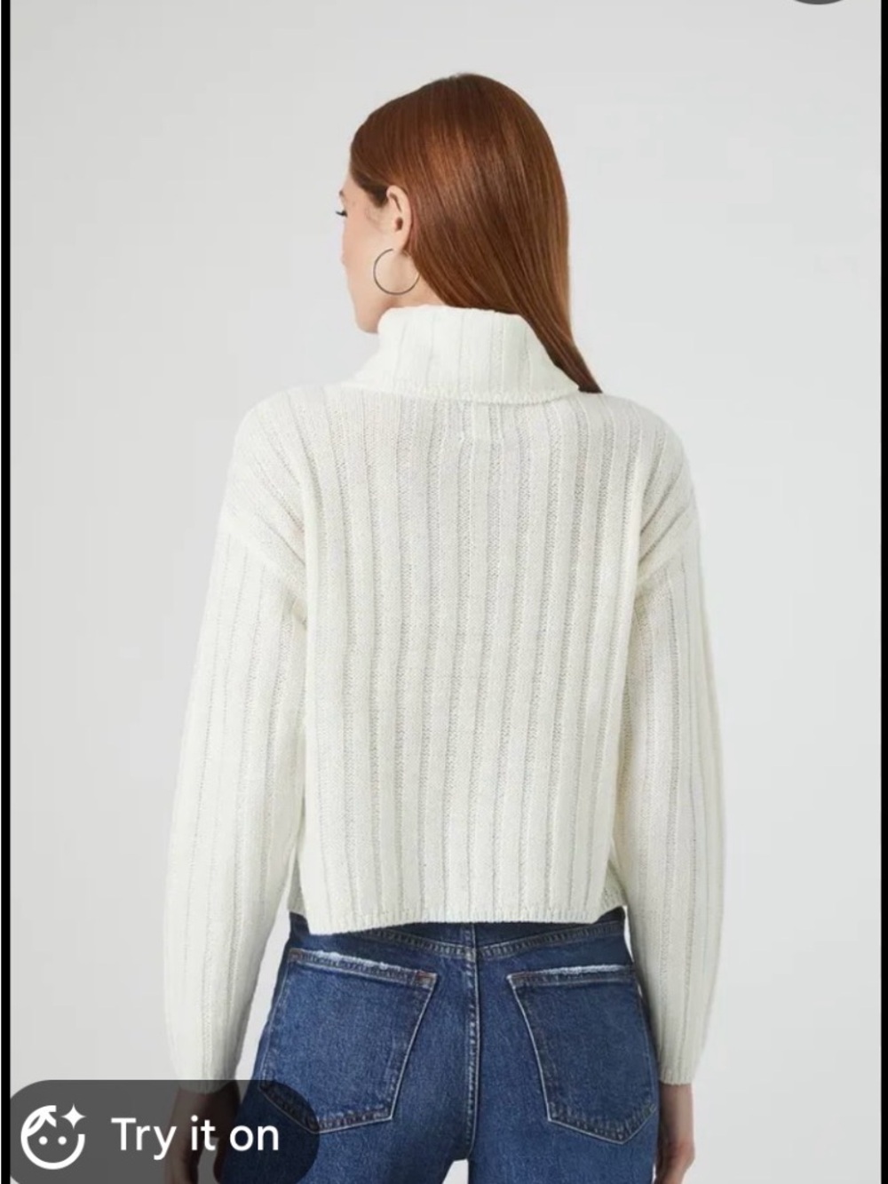Forever21 Soft white cropped cozy high neck sweeter. Size Small